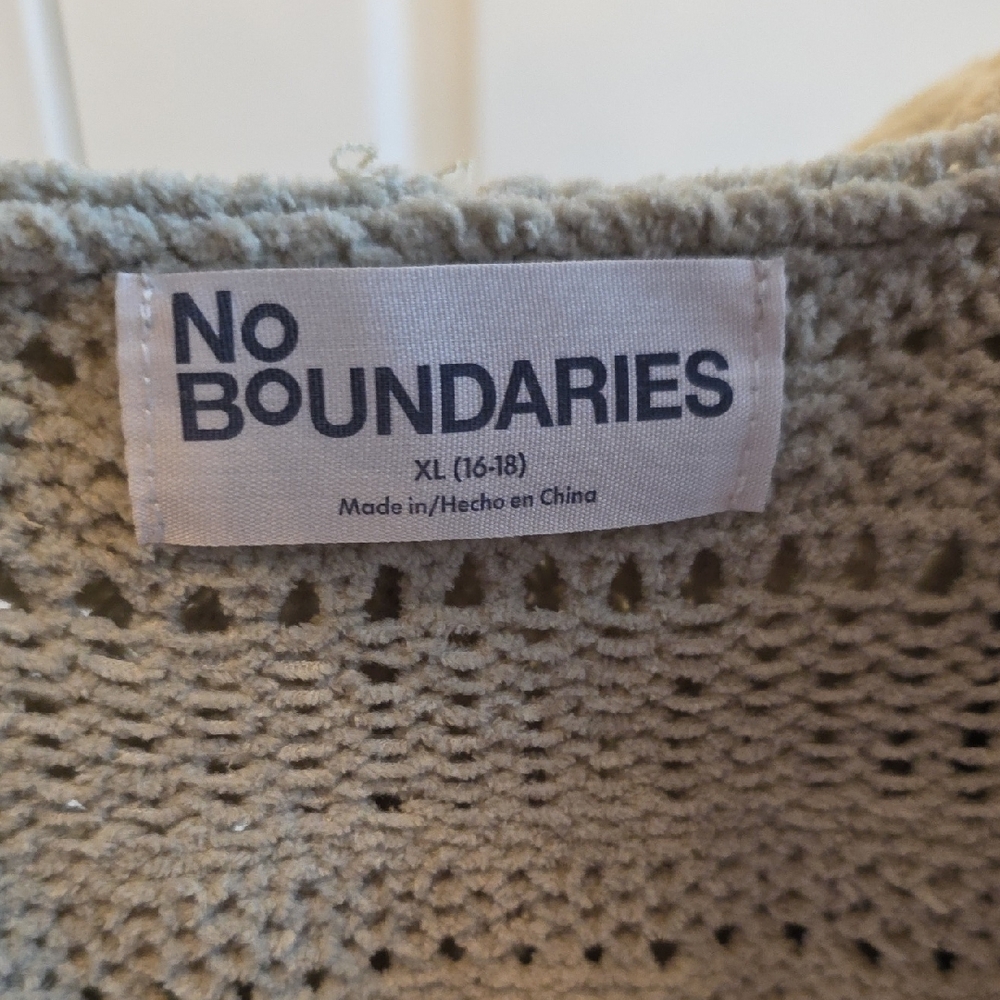 No Boundaries Sage Green Knit Catdigan Sweater With Hood - Picture 3 of 3
